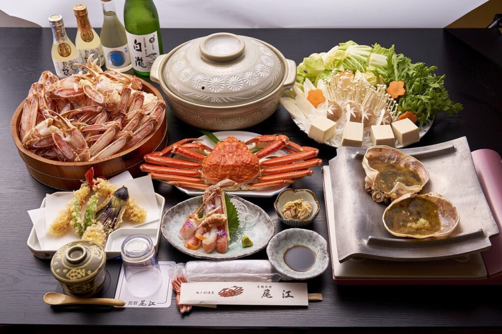 京丹後琴引浜鳴き砂温泉掛け流しの宿 民宿尾江(京丹後市)のカニ料理