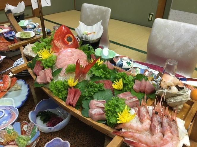 稲取金目の宿伊豆はまべ荘の金目鯛の舟盛り