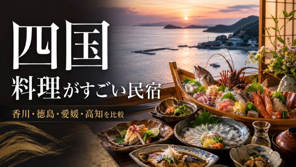 【四国】料理がすごい宿・民宿はどの県がおすすめ？香川・徳島・愛媛・高知を比較