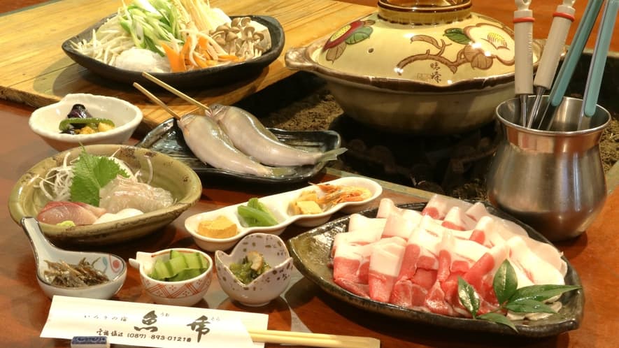 いろりの宿魚虎の猪鍋コース