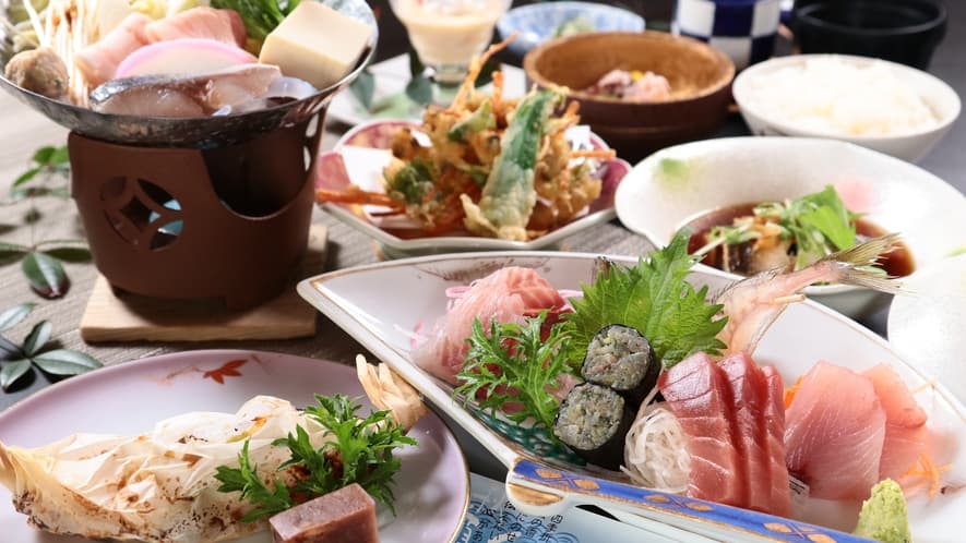 磯料理の宿 伝平の新鮮な魚介料理