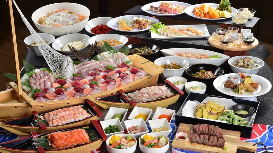 館山リゾートホテル海鮮、ステーキ、バイキング