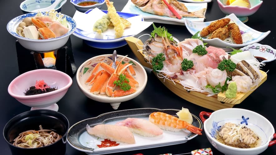 民宿敷島荘の舟盛り付きのお料理