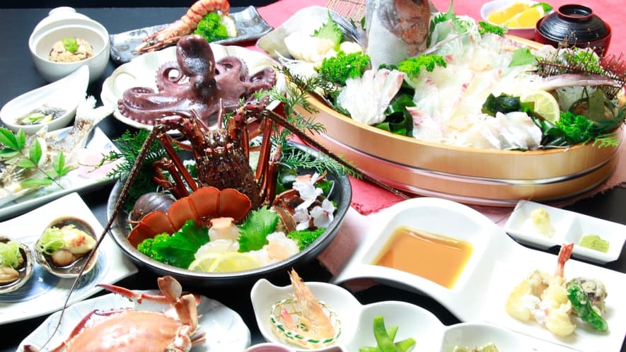 味彩の漁師宿 吉文のタコ、伊勢海老などの海鮮会席