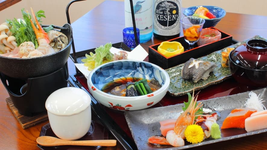 民宿沼田屋の新鮮な三陸の魚介を扱った自慢の料理