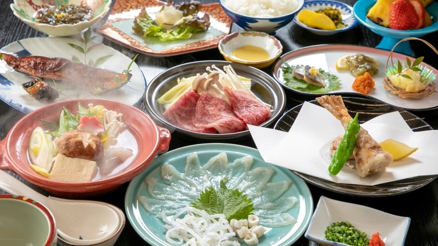川棚温泉竹園旅館のふく刺し×佐賀牛×季節の鍋